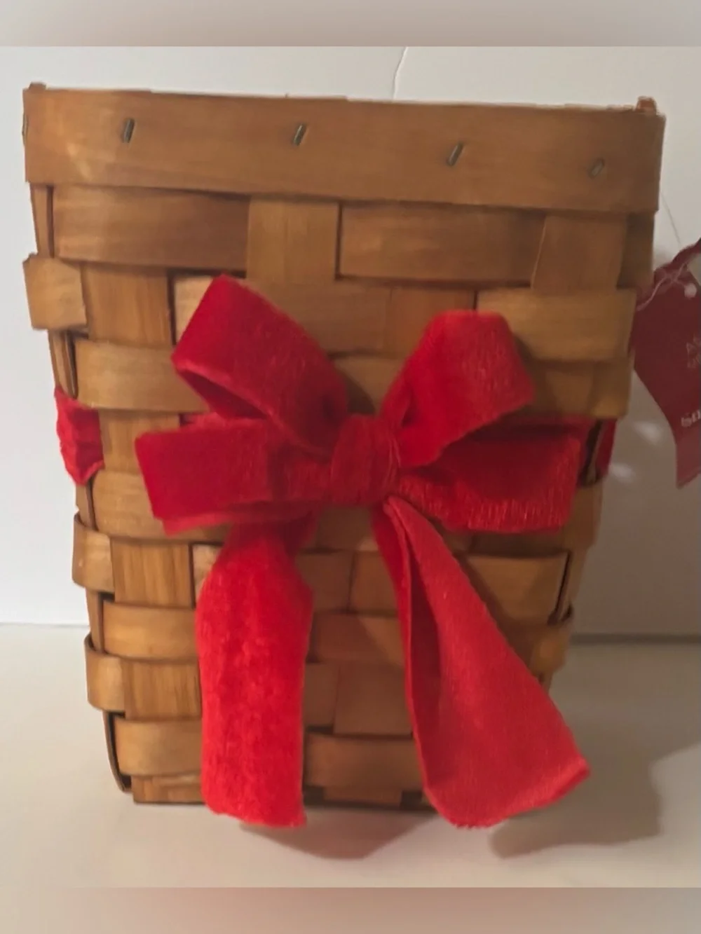Christmas baskets NEW NWT 2 total square rectangle plaid velvet bow